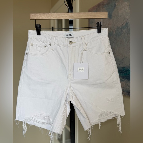 Pistola Kelly 90’s Skater Denim White Shorts Distressed in Women’s 26 New - Picture 1 of 8